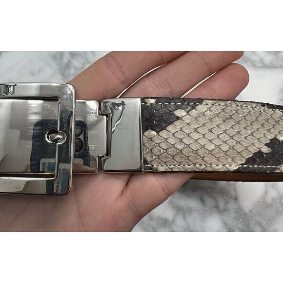 JOAN & DAVID Womans Belt GENUINE PYTHON Size Small Silver Buckle And End Tip - Picture 6 of 9